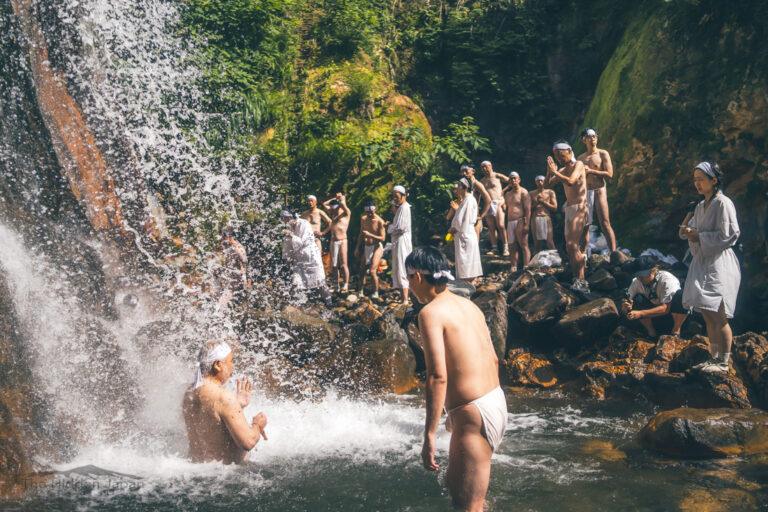 Yamabushi waterfall training on the Dewa Sanzan.